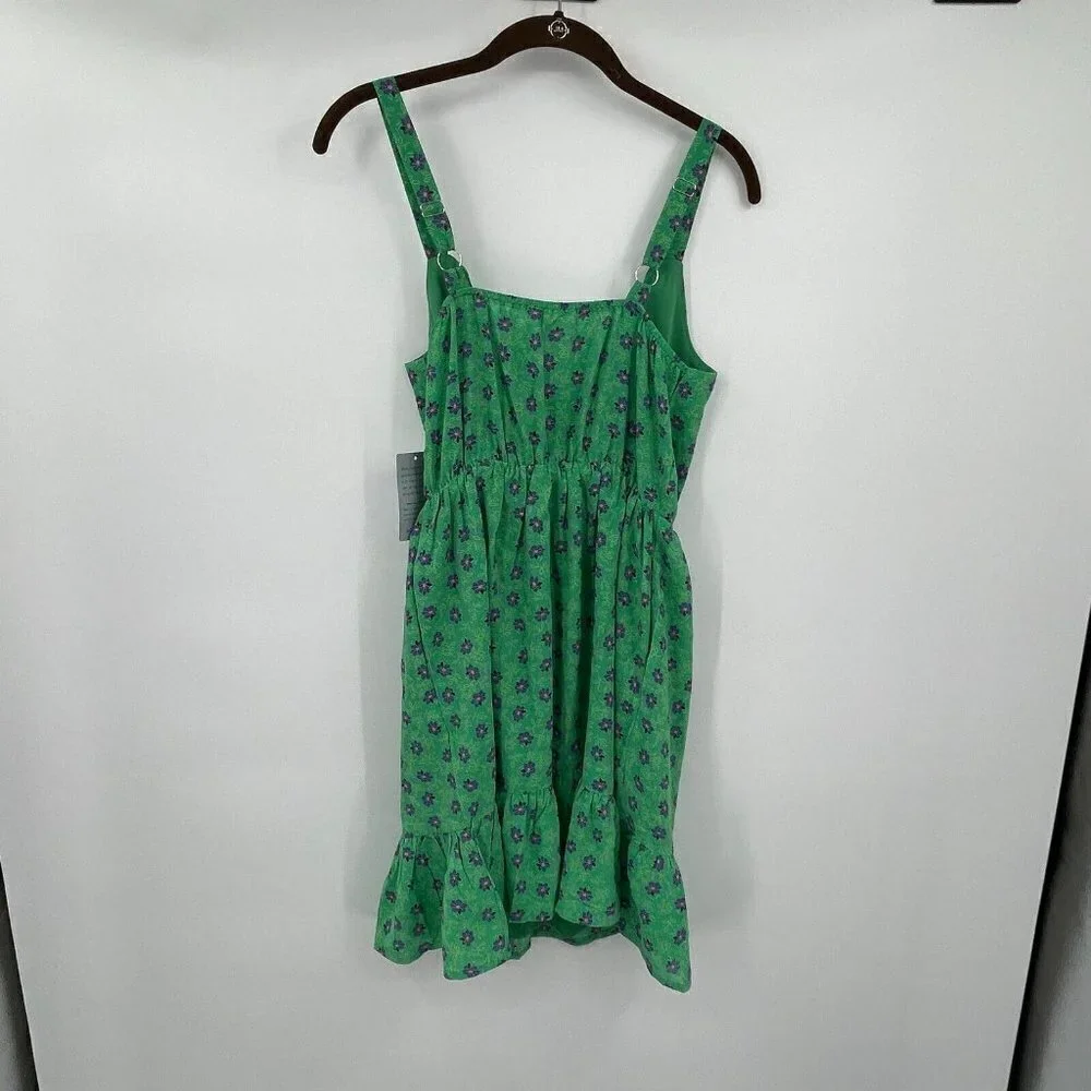Melloday Womens Dress S Green Multi Floral V Neck Sleeveless Lined Sundress New